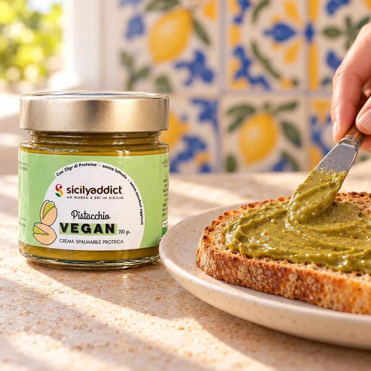 SicilyAddict Crema Pistacchio Vegan Proteica 200g Senza Zucchero