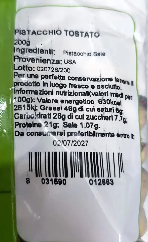Sicilia che Gusto Pistacchio Tostato Pistacchi 200 g Salato