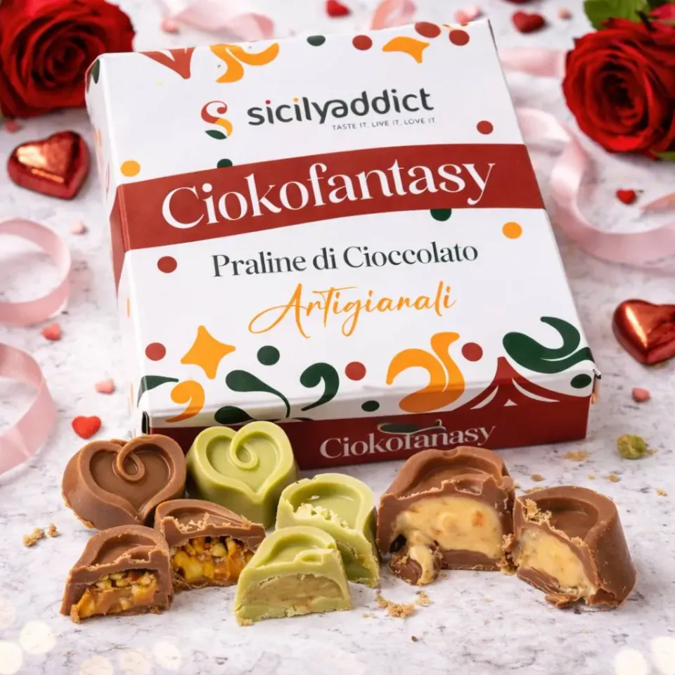 SicilyAddict Cori di Trinacria cioccolatini artigianali ripieni 9 pezzi 90 g