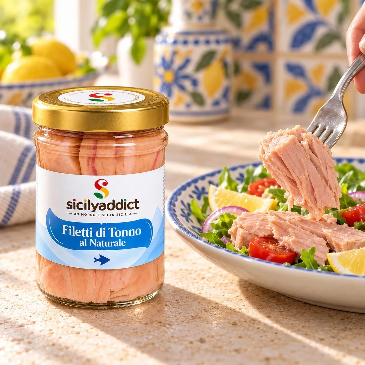 SicilyAddict Filetti di Tonno al Naturale 200g Pinna Gialla