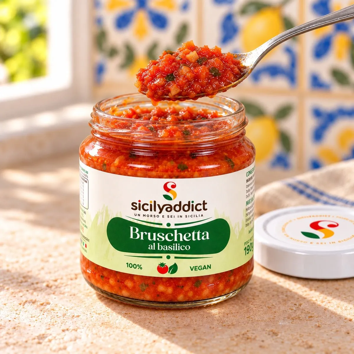 SicilyAddict Bruschetta pomodoro basilico crema 190g