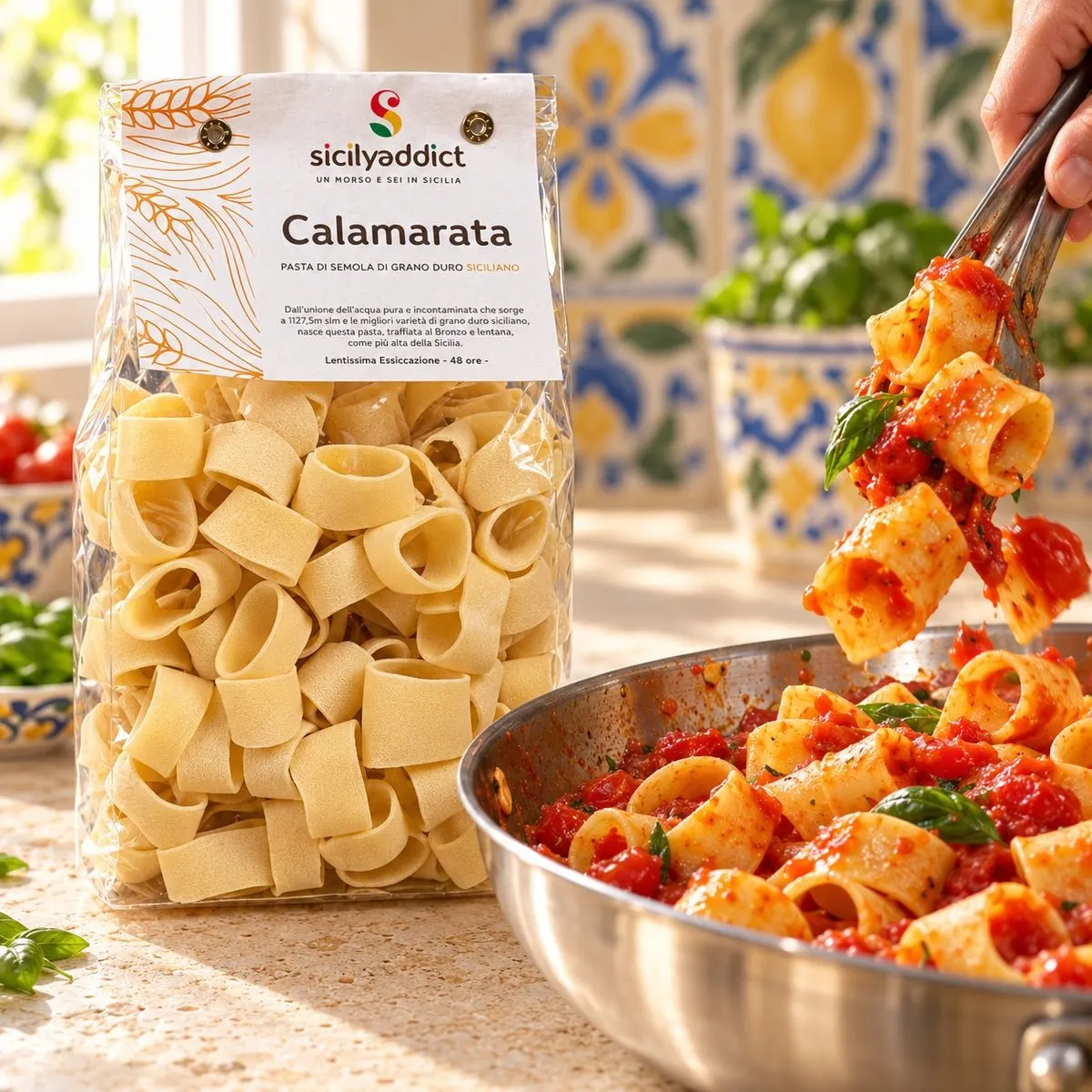 SicilyAddict Calamarata Artigianale pasta 500g grano siciliano