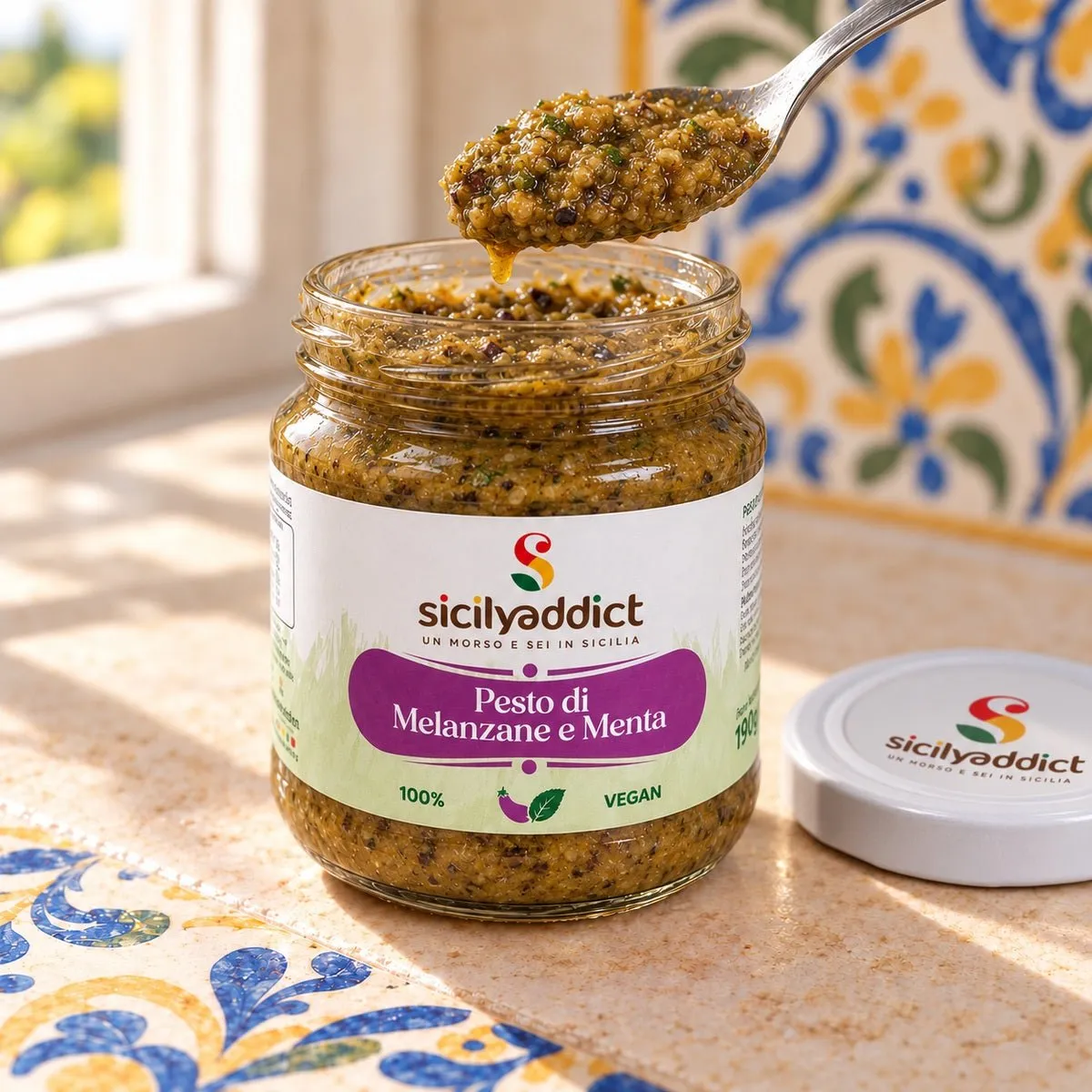 SicilyAddict Pesto di Melanzane e Menta 190g Crema Fresca