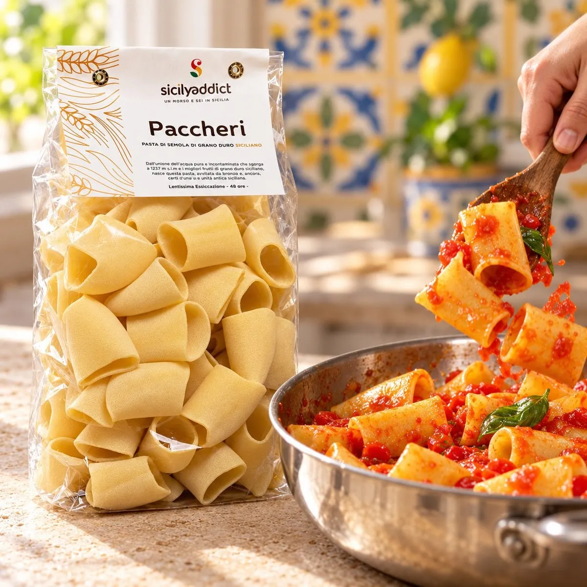 SicilyAddict Paccheri grano siciliano pasta 500g bronzo