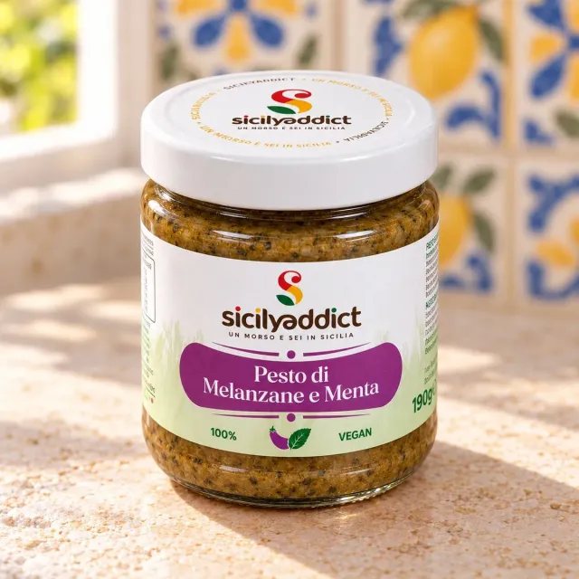 SicilyAddict Pesto di Melanzane e Menta 190g Crema Fresca