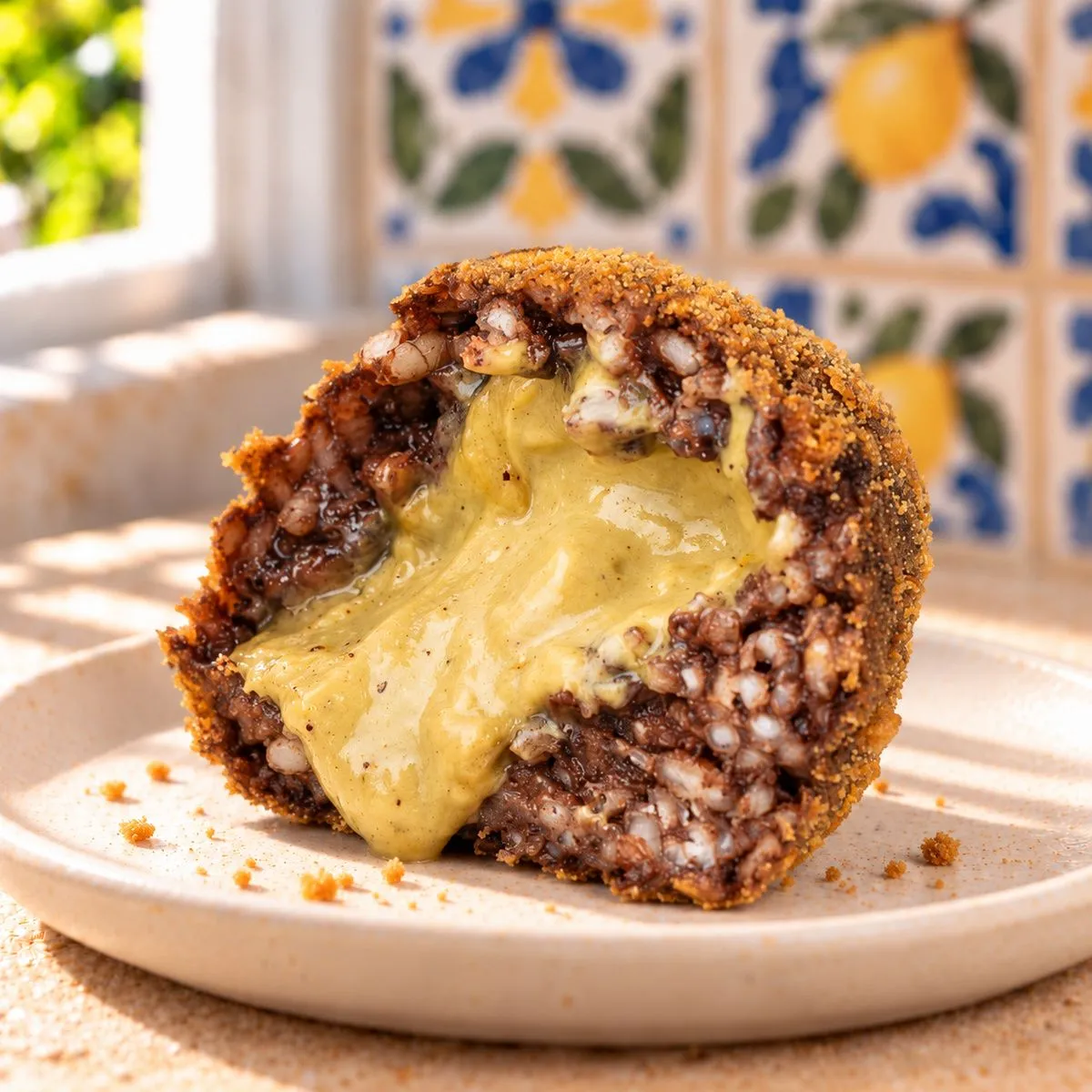 SicilyAddict Arancini dolci al cioccolato e pistacchio fritti