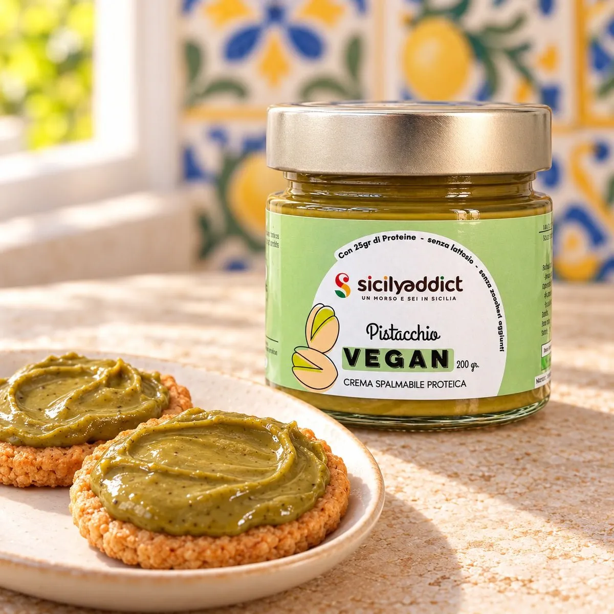 SicilyAddict Crema Pistacchio Vegan Proteica 200g Senza Zucchero