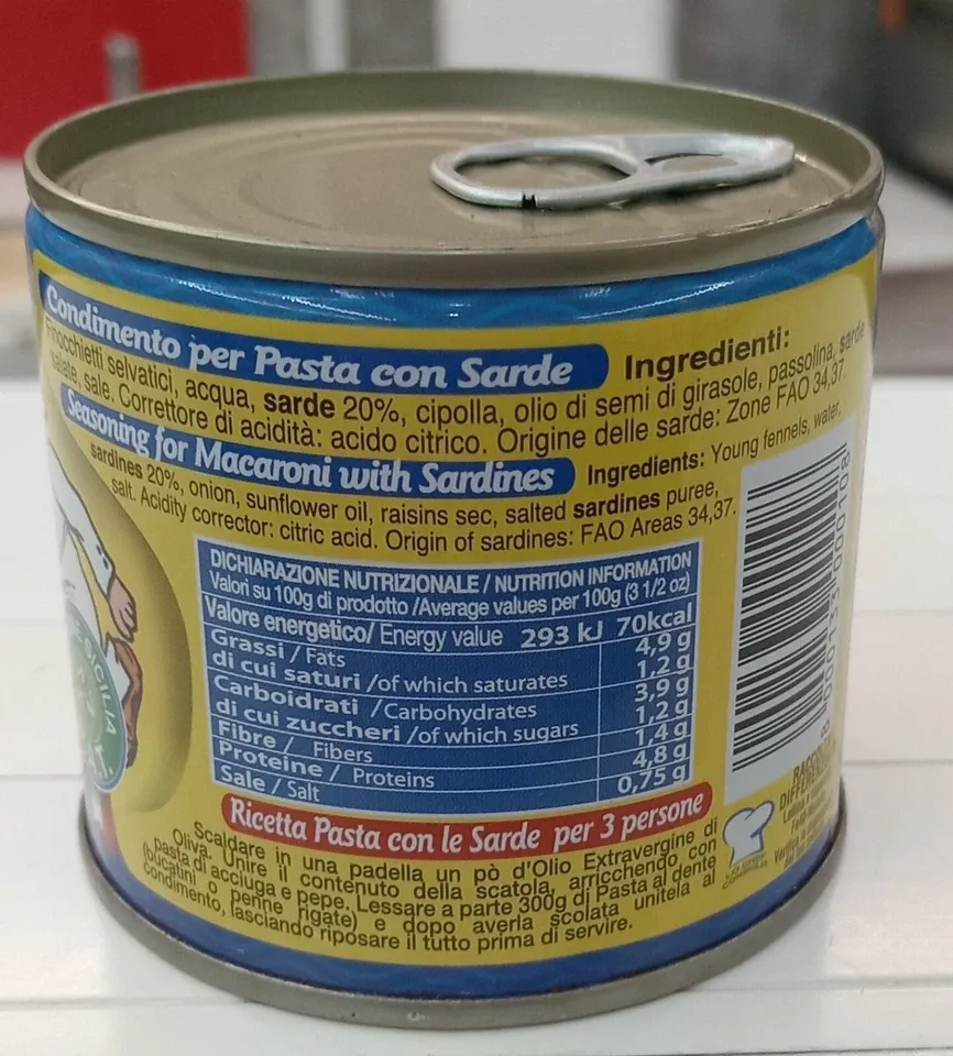 Sicilia che Gusto condimento per pasta con le sarde 240 g