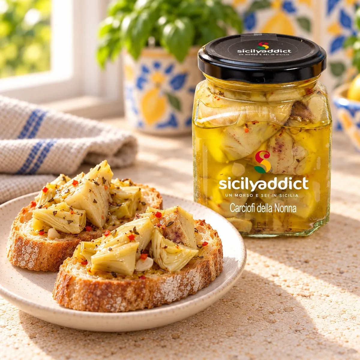 SicilyAddict Carciofi sott'olio 280g con aglio e peperoncino