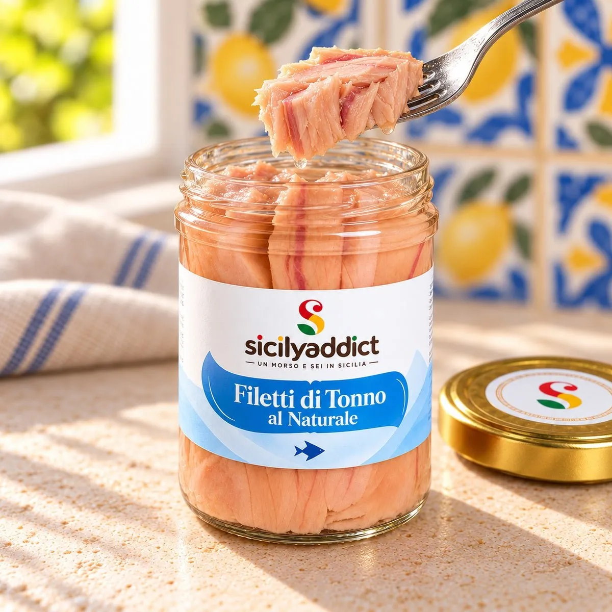 SicilyAddict Filetti di Tonno al Naturale 200g Pinna Gialla