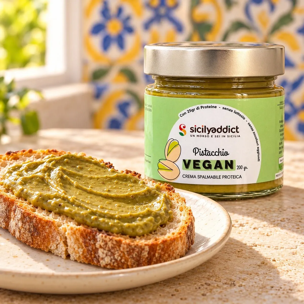 SicilyAddict Crema Pistacchio Vegan Proteica 200g Senza Zucchero