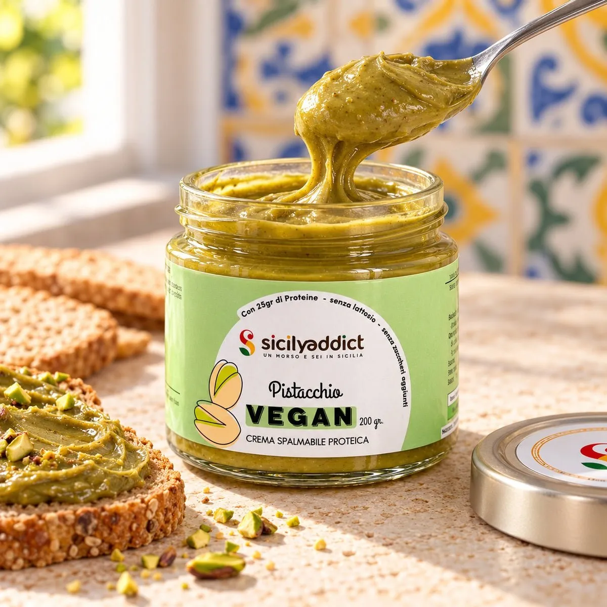 SicilyAddict Crema Pistacchio Vegan Proteica 200g Senza Zucchero