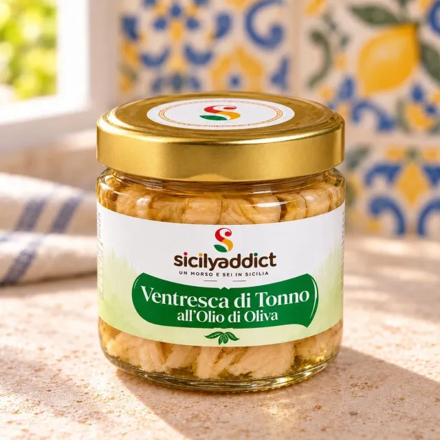 SicilyAddict Ventresca Tonno Pinna Gialla 200g olio oliva