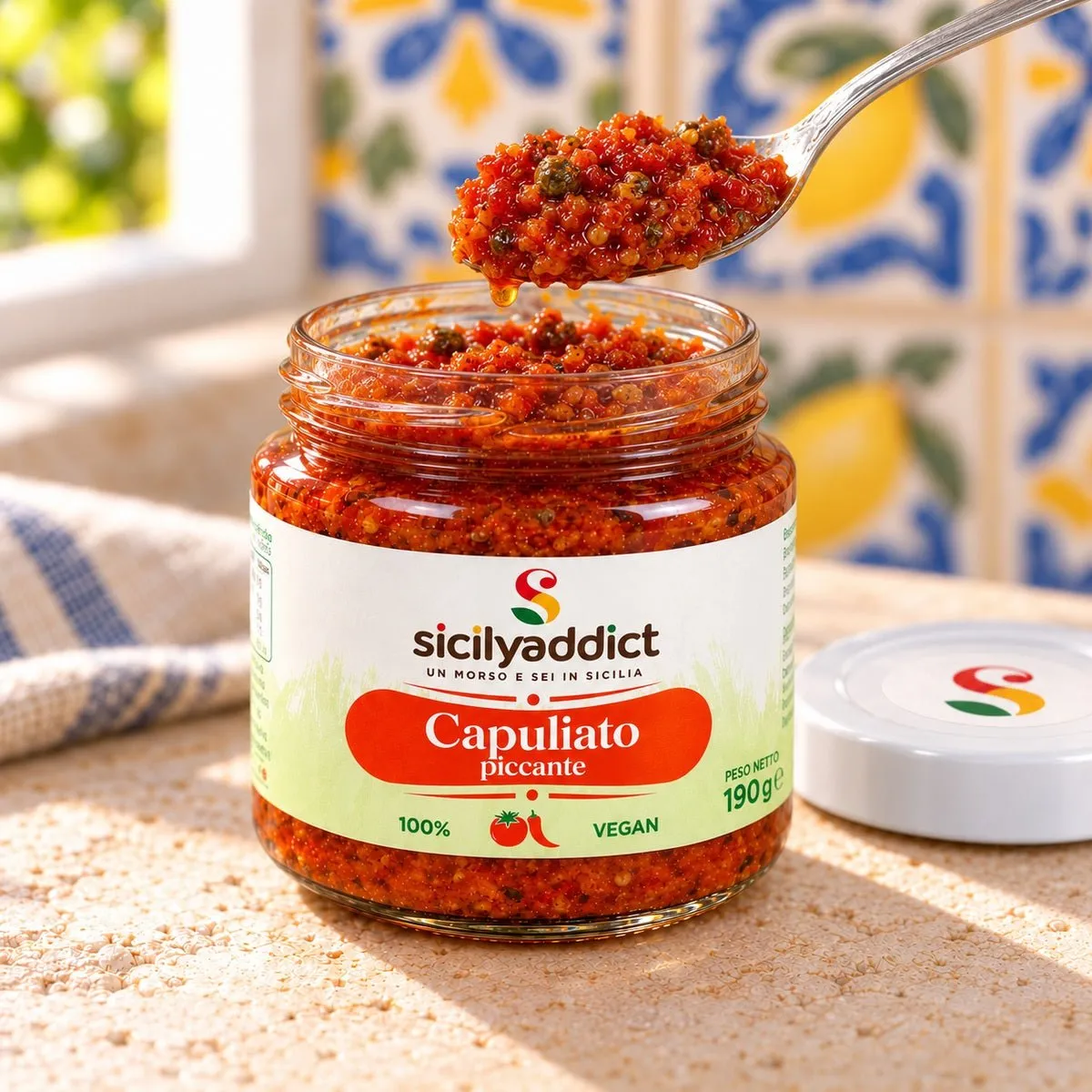 SicilyAddict Capuliato Piccante 190g Crema Pomodori Secchi