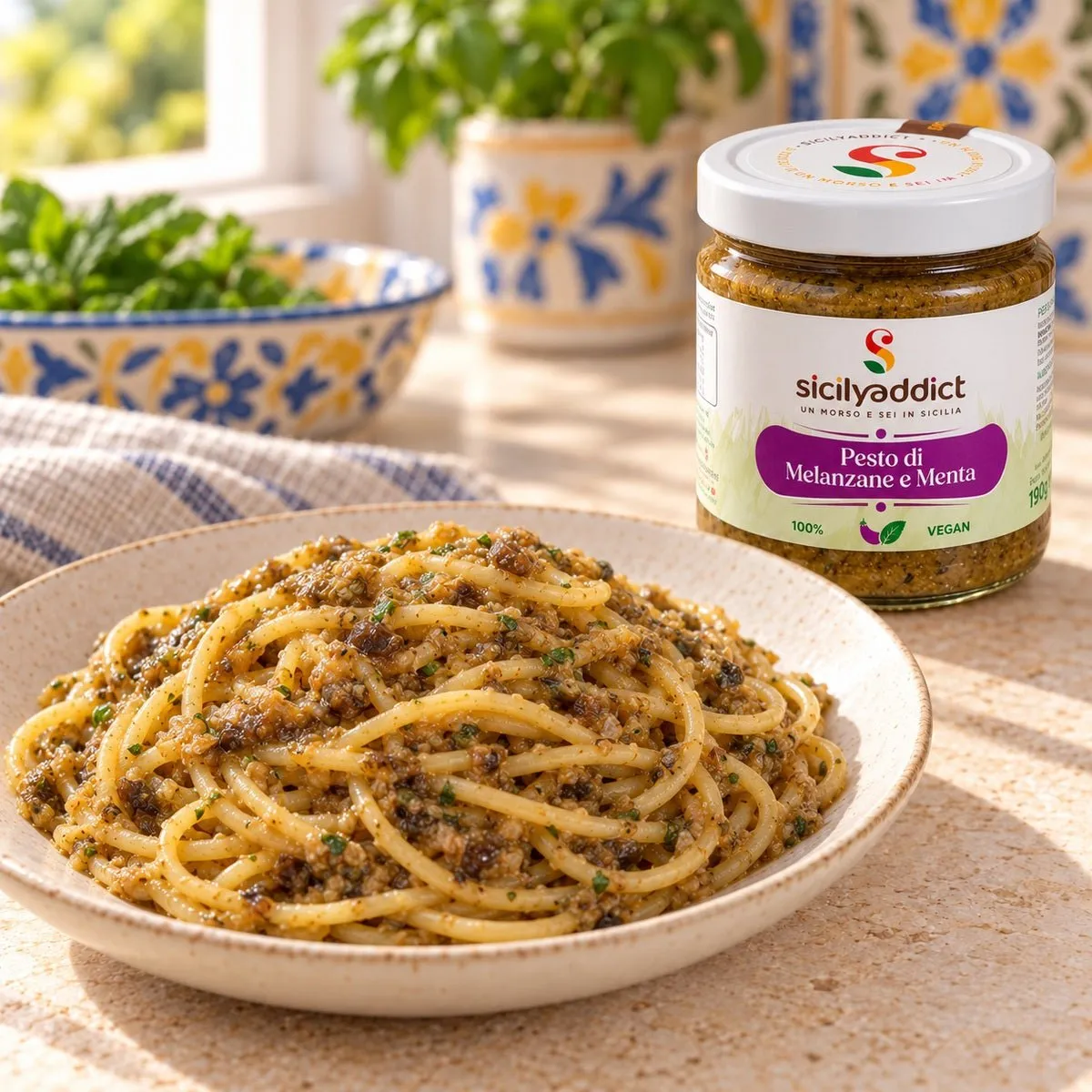 SicilyAddict Pesto di Melanzane e Menta 190g Crema Fresca