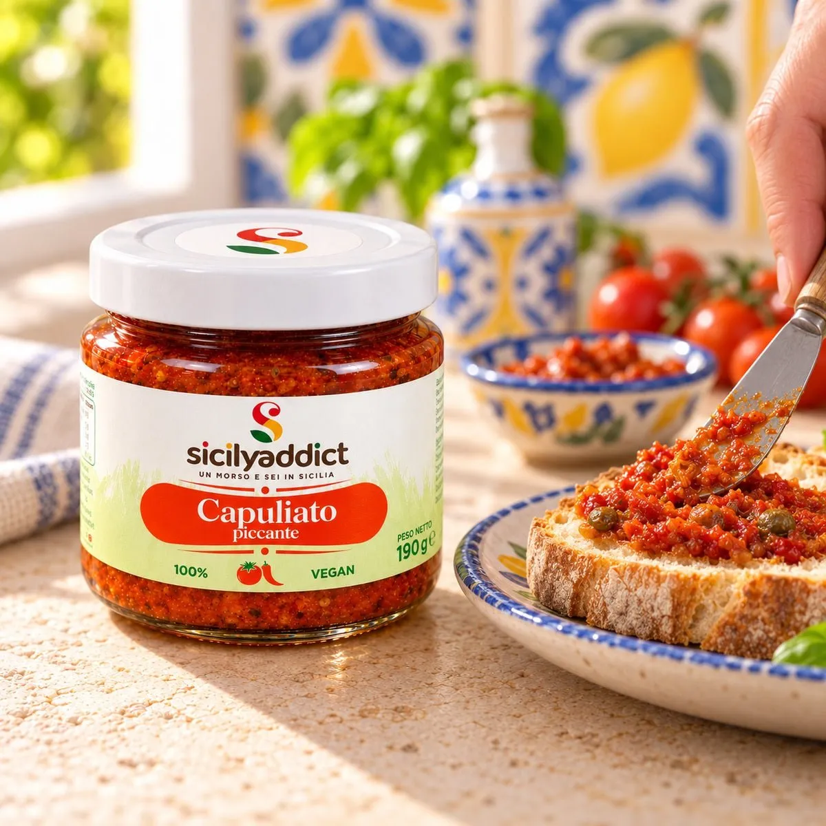 SicilyAddict Capuliato Piccante 190g Crema Pomodori Secchi