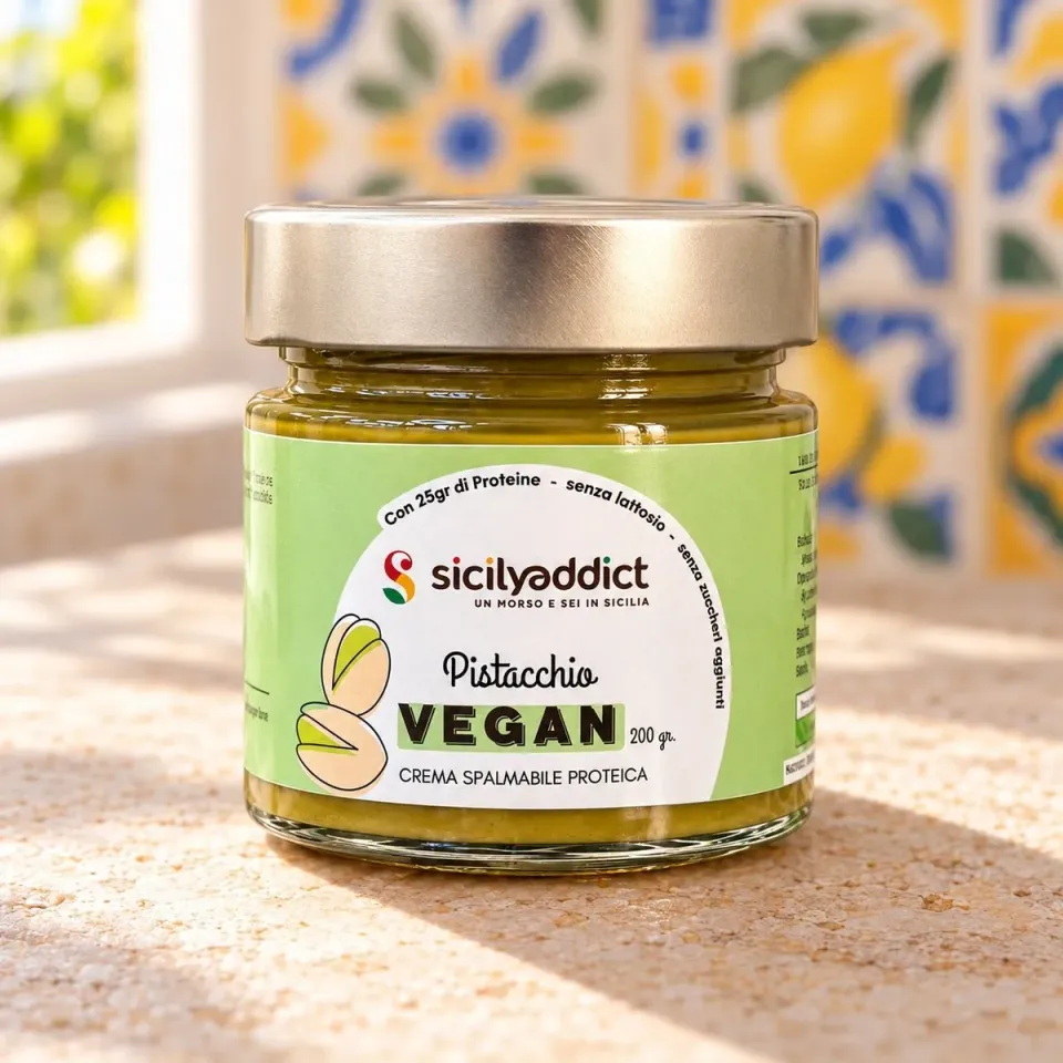 SicilyAddict Crema Pistacchio Vegan Proteica 200g Senza Zucchero