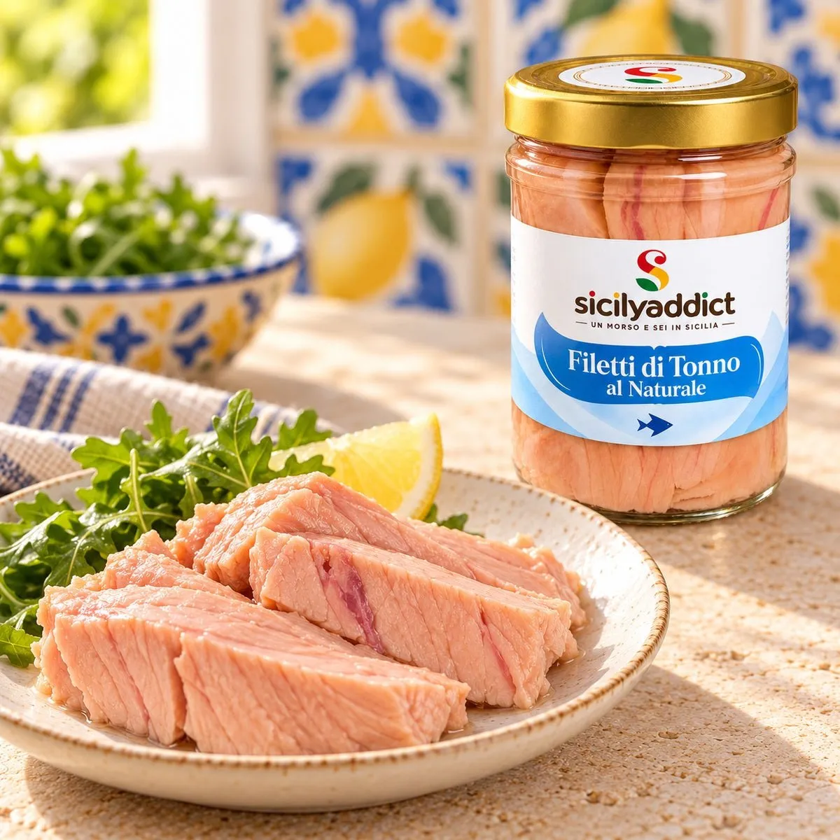 SicilyAddict Filetti di Tonno al Naturale 200g Pinna Gialla