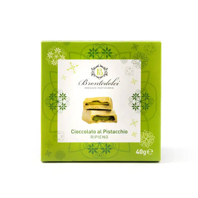 BRONTE DOLCI Torrone al cioccolato con ripieno al pistacchio