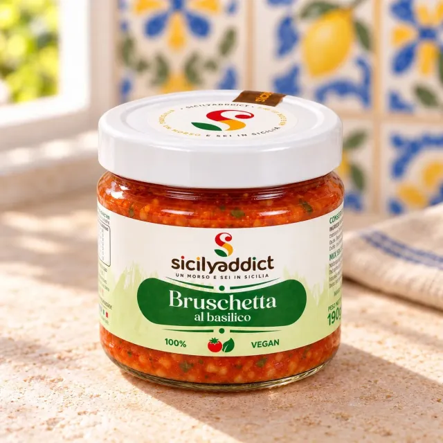 SicilyAddict Bruschetta pomodoro basilico crema 190g