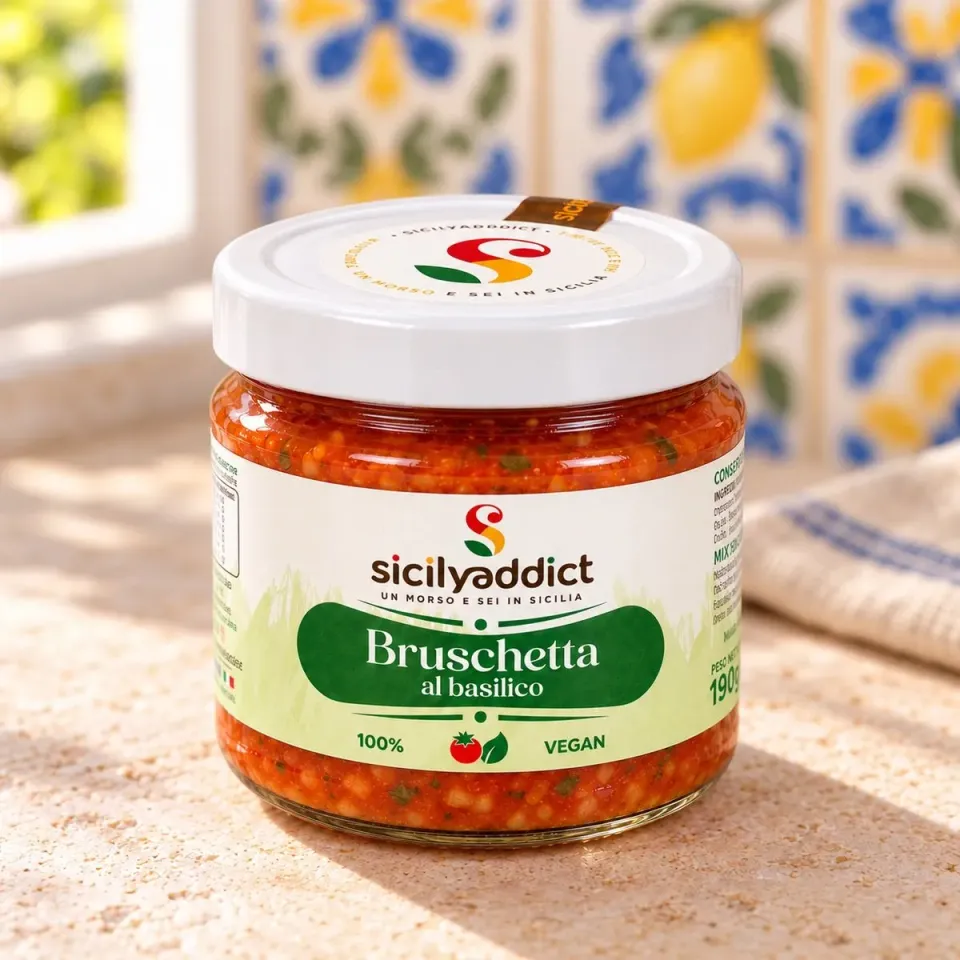 SicilyAddict Bruschetta pomodoro basilico crema 190g