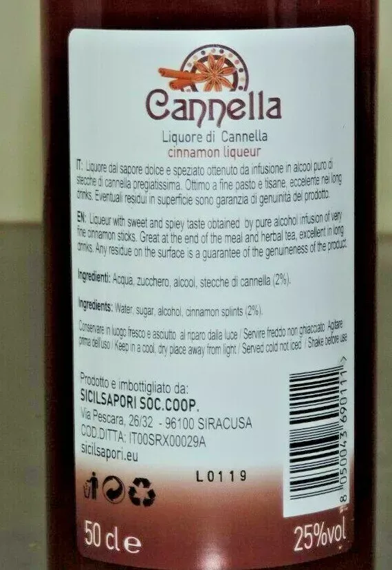 Sicilia che Gusto Liquore alla Cannella 50 cl artigianale