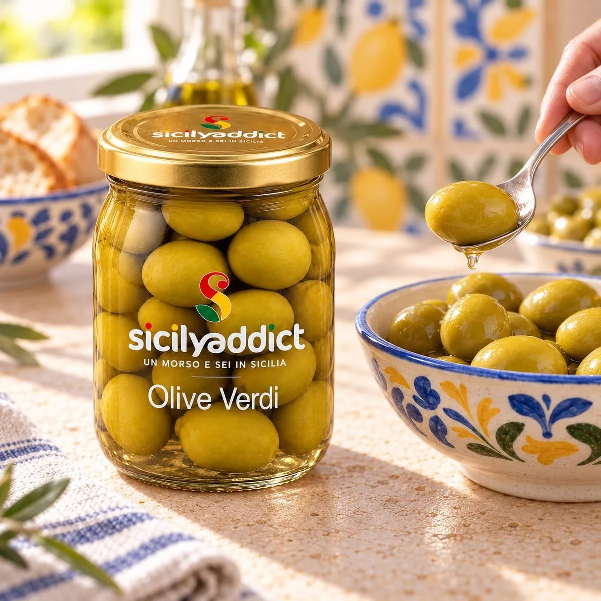 SicilyAddict Olive verdi da cocktail in salamoia 340g