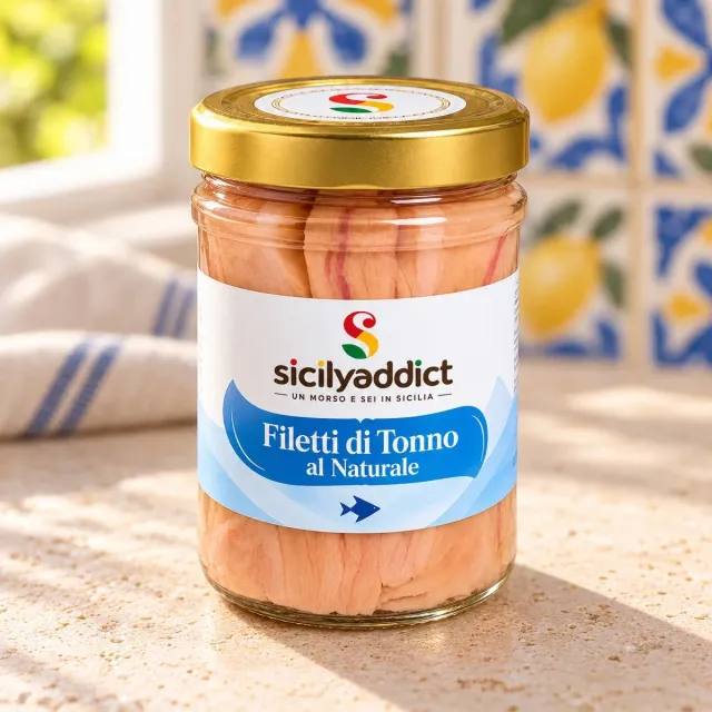 SicilyAddict Filetti di Tonno al Naturale 200g Pinna Gialla