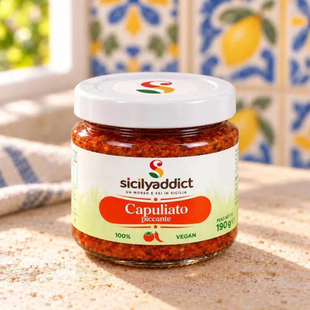 SicilyAddict Capuliato Piccante 190g Crema Pomodori Secchi