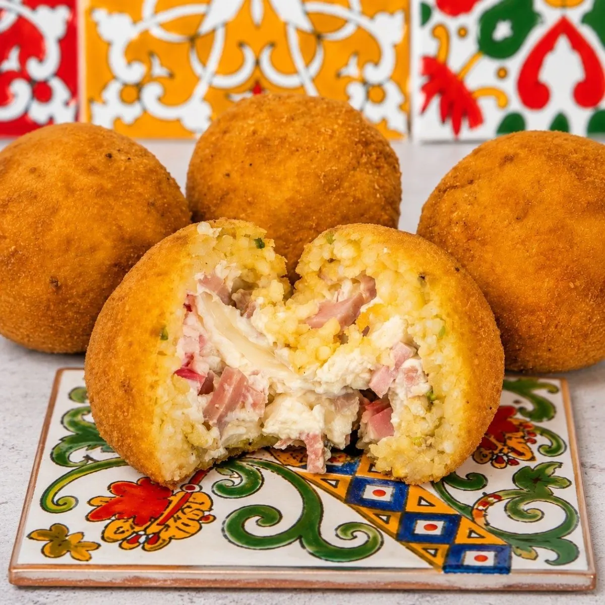 SicilyAddict Arancini al limone con mortadella e formaggio fresco