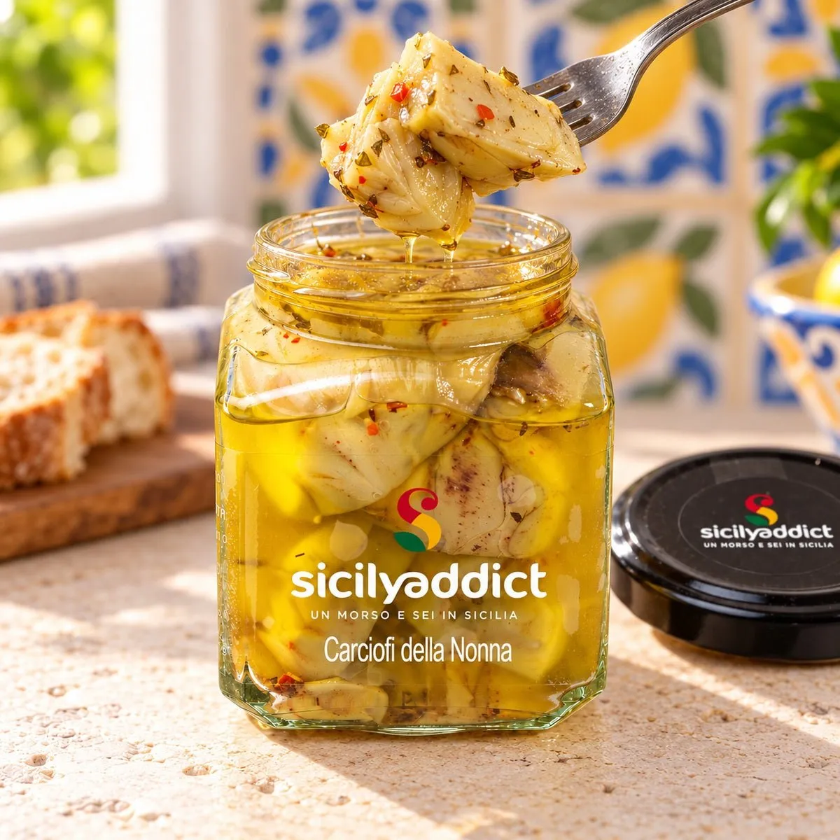 SicilyAddict Carciofi sott'olio 280g con aglio e peperoncino